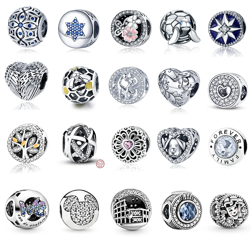 

Authentic 925 Sterling Silver Heart Shaped Gemstone Beads Fits pandora 925 original bracelet Making Fashion Jewelry For Women