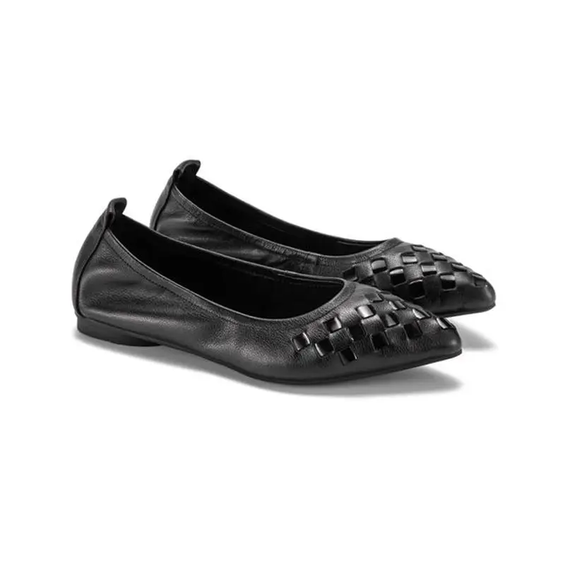 

Women's Shoes Pointed Shallow Mouth Braided Wrinkle Single Layer Real Cowhide Fashion One Step Casual Women's Single Shoes Trend