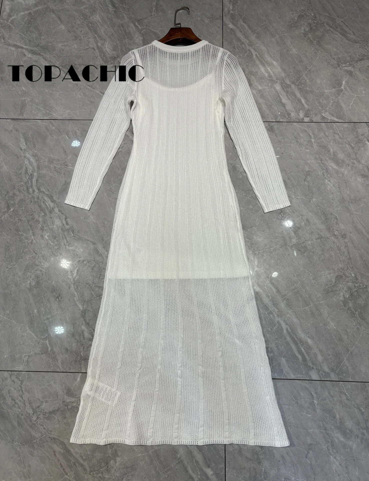 12.30 TOPACHIC-Женская одежда Элегантное яркое шелковое трикотажное платье с длинными