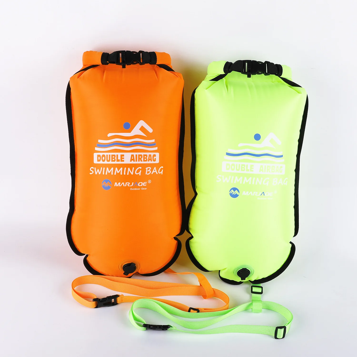 lnflatable Open PVC Swimming Buoy Tow Float Dry Bag Double AirBag With Belt High Visibility Swimming Water Sport Safety Pouch