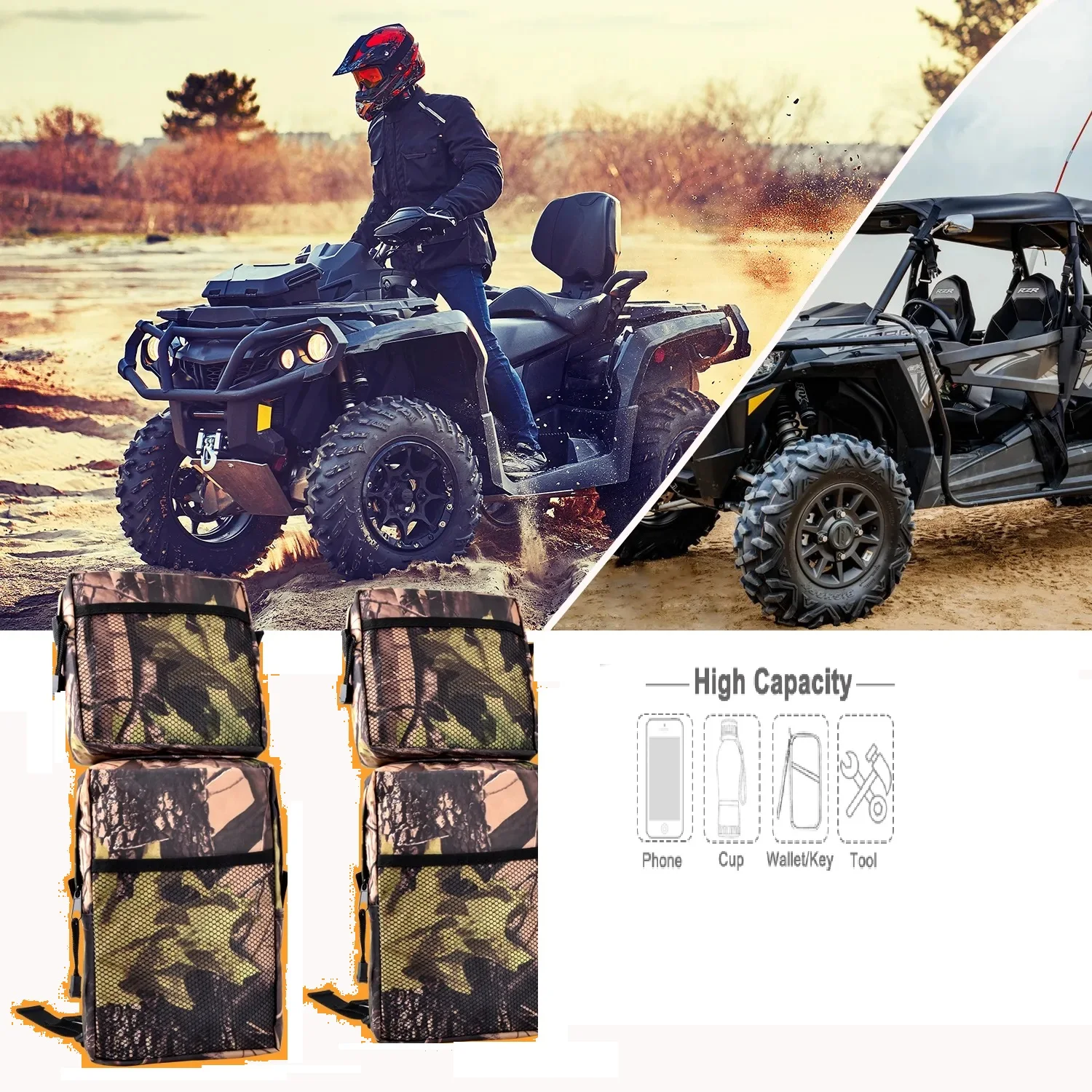 Saddlebags Oxford ATV Fender BagsTank Saddle Bags 2PCS Motorcycles 600D Cargo Storage Hunting Bag Equipments Parts