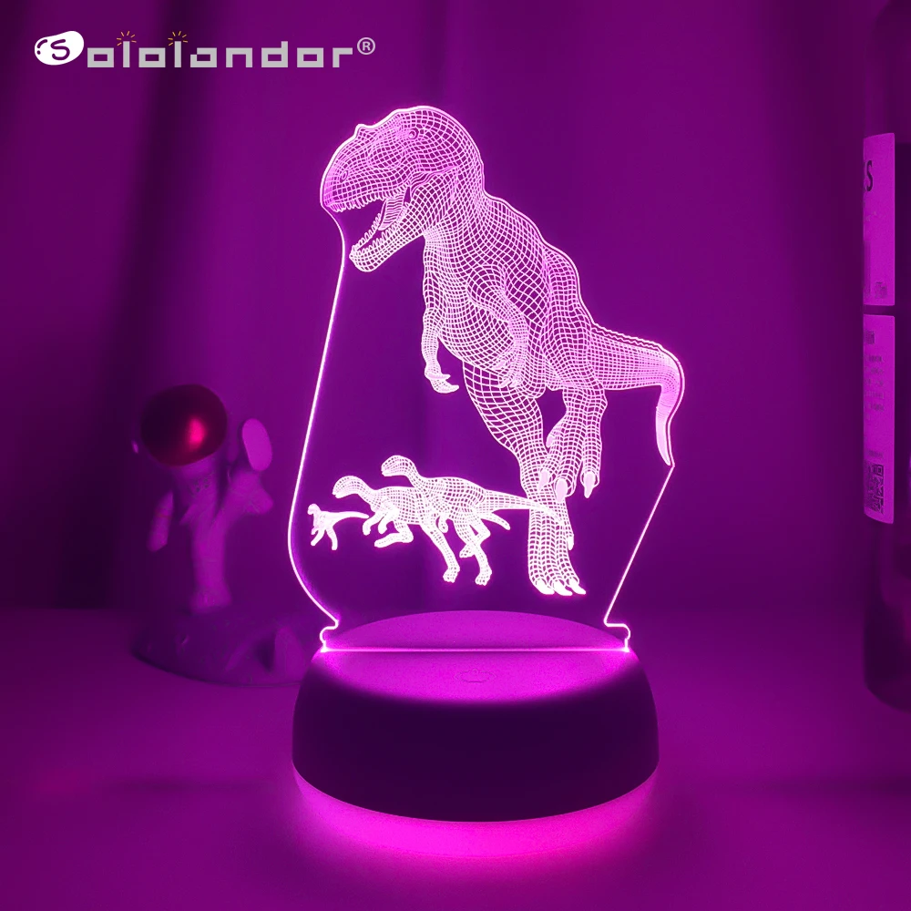 

Cute 3D Dino Night Light Kids LED Dinosaur Lamp Lovely USB Acrylic Glasses Table Nightlight for Children Gift Bedroom Room Decor