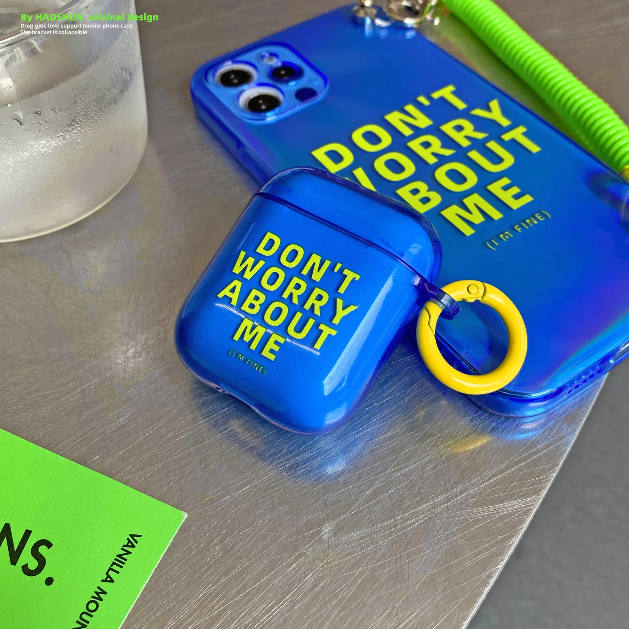 Синий флуоресцентный силиконовый чехол для беспроводных наушников Airpods 3 Pro