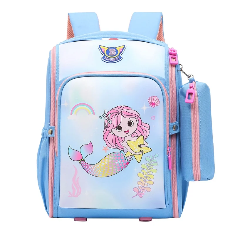 Students British Style Girls Boys Grade 1-6 Cartoon Mermaid Unicorn Dinosaur Fashion Backpacks New Children Cute School Pen Bags