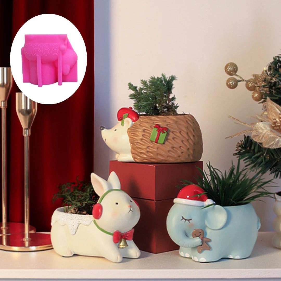 Рождественский подарок шапка слон еж суккулент растение цветочный горшок Смола