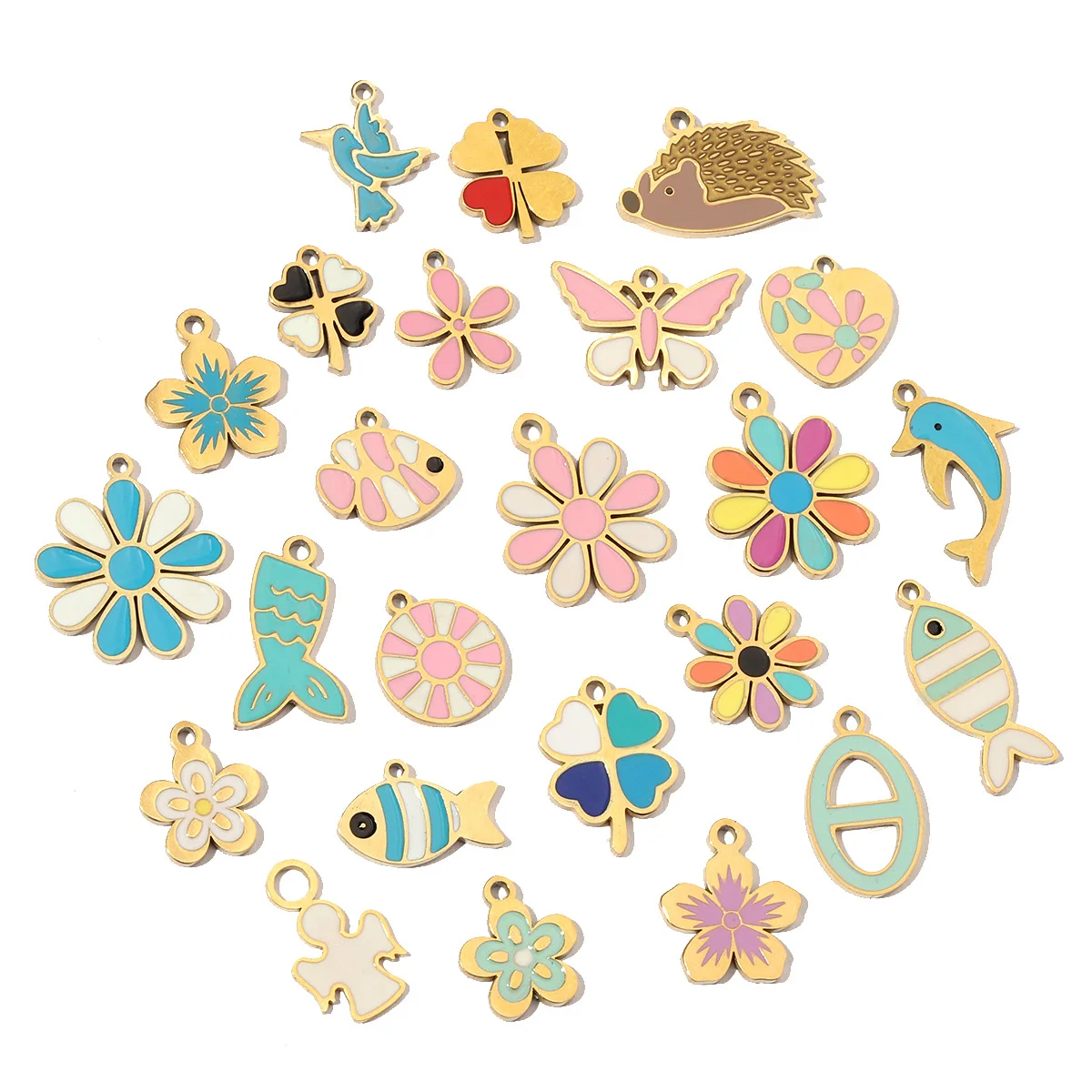 3 шт./лот красочные эмалированные цветы рыба нержавеющая сталь сделай сам