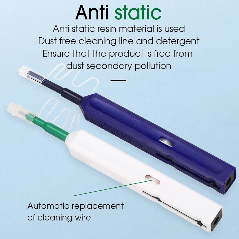 10PCS/lot 2.5mm/1.25mm Cleaning Pen SC FC ST LC Optic Fiber Cleaner One Touch Cleaning Tool 800 times Cleaning
