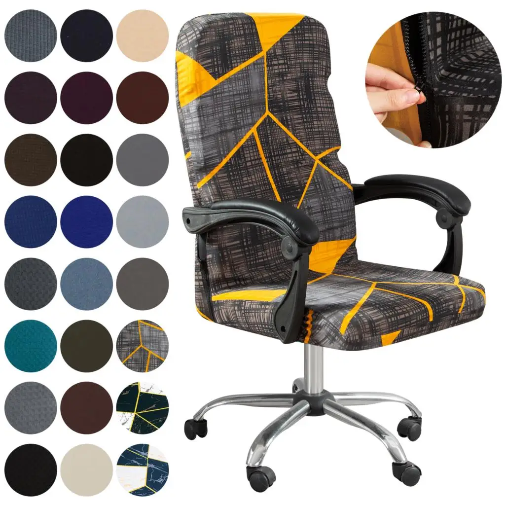 

Office Computer Chair Cover Dust-proof Geometry Stretch Printed Elastic Game Chair Slipcover Rotatable Armchair Protector M/L