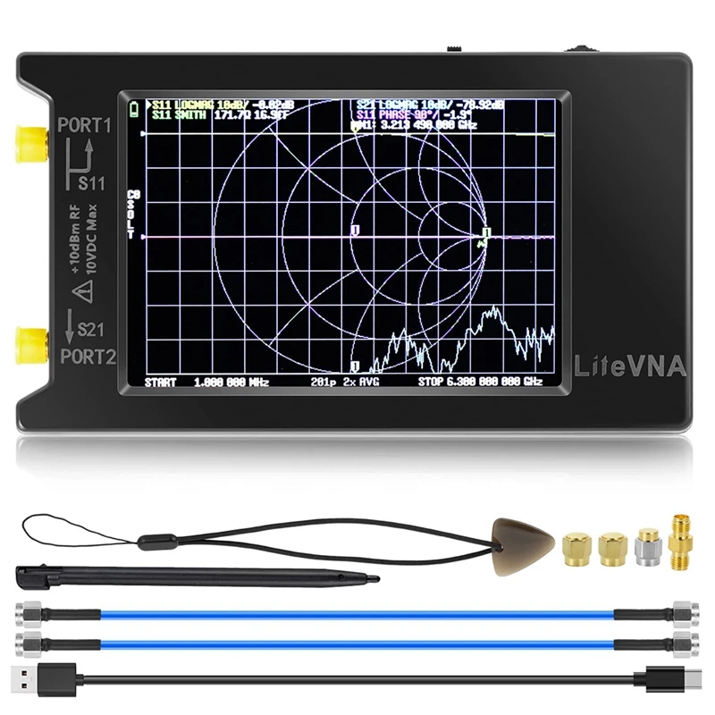 

Портативный Векторный анализатор сети Nanovna-Litevna 50Khz-6.3 ГГц, 4-дюймовый антенный анализатор HF VHF UHF SWR, задержка фазы, Смит