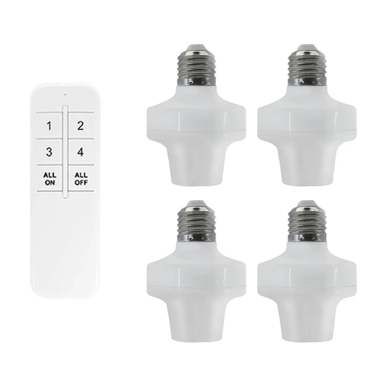 

51BE Universal 4-in-1 AC85V-265V Bulb Socket E27 Lamp Adapter with Timer and Power Switch Light Lamp Socket E26 E27 Converter