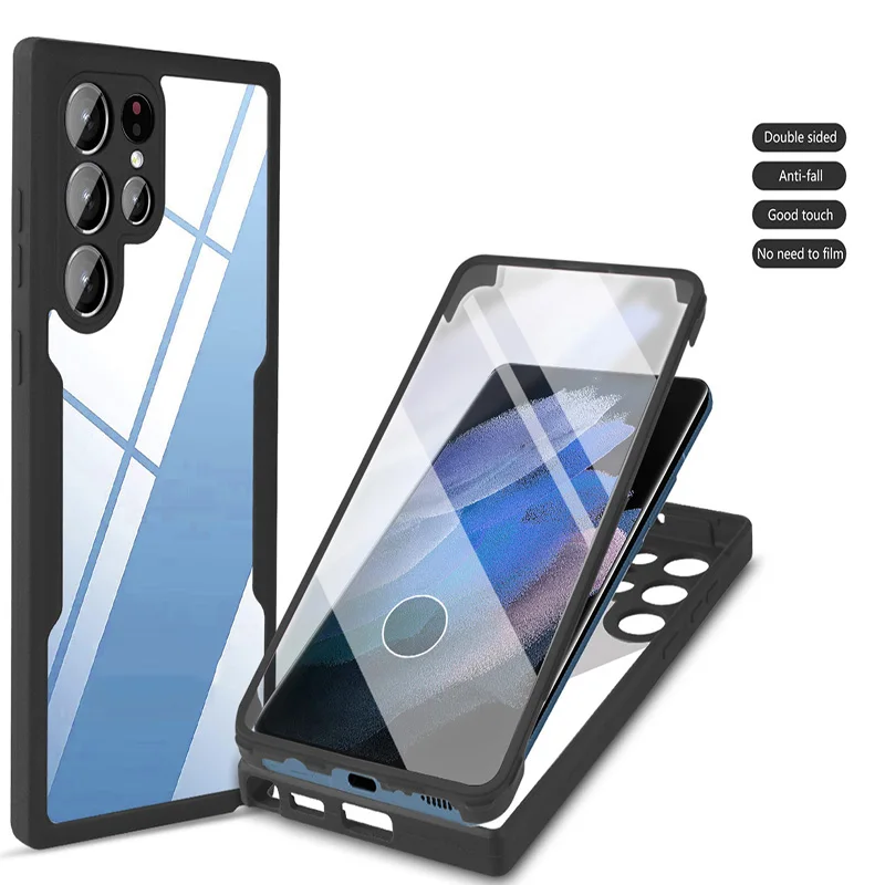 Чехол с полной защитой 360 для Samsung Galaxy S21 FE S22 S23Plus S24 Ultra M02 M12 M32 M33 M52 M53 противоударный