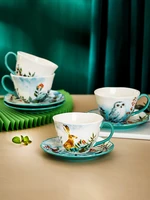 ceramic coffee cup and saucer set animal pastoral style bone china porcelain tea cup party home drinkware