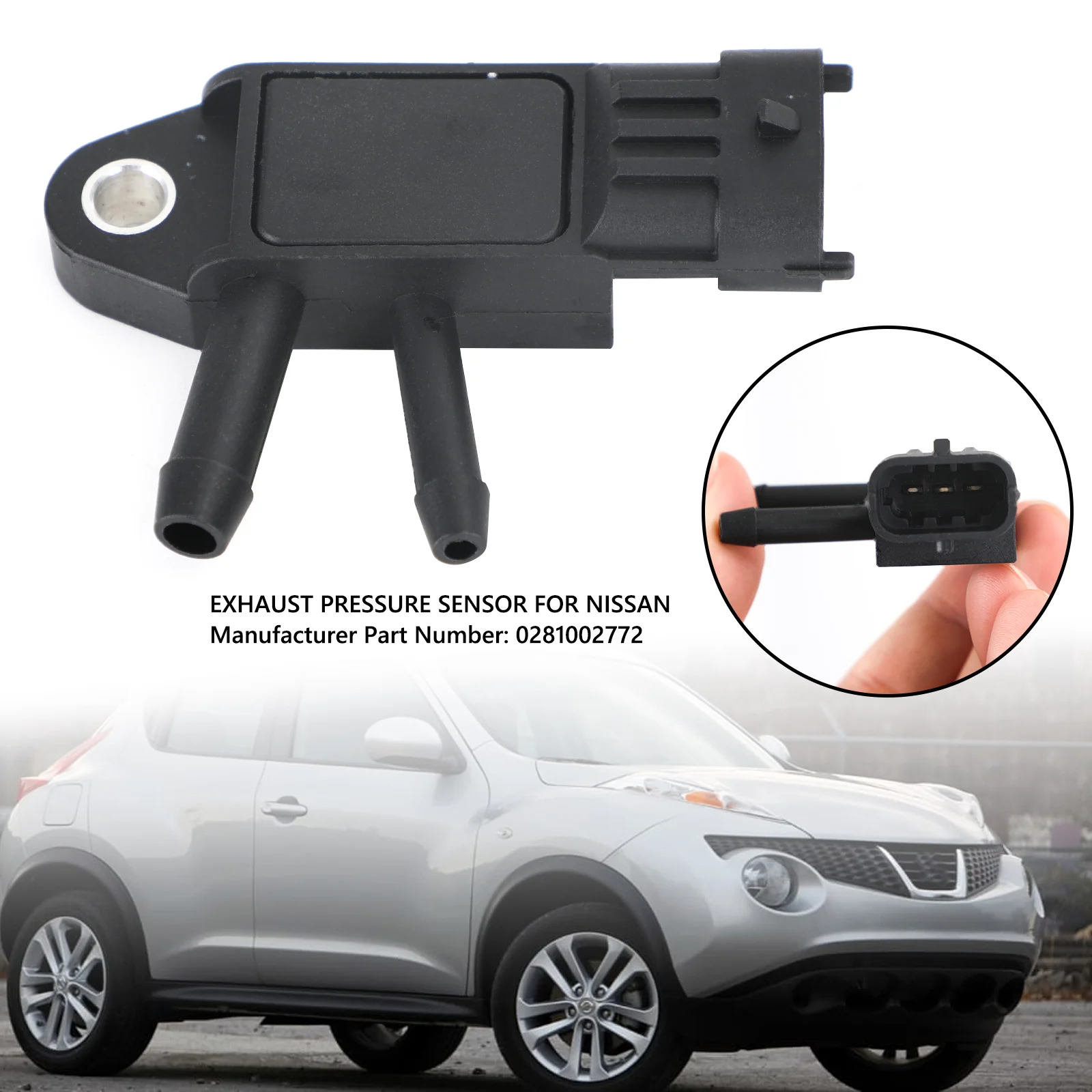 

Areyourshop DPF Exhaust Pressure Sensor For Benz A B Class Qashqai X-Trail 0281002772 Car Auto Parts