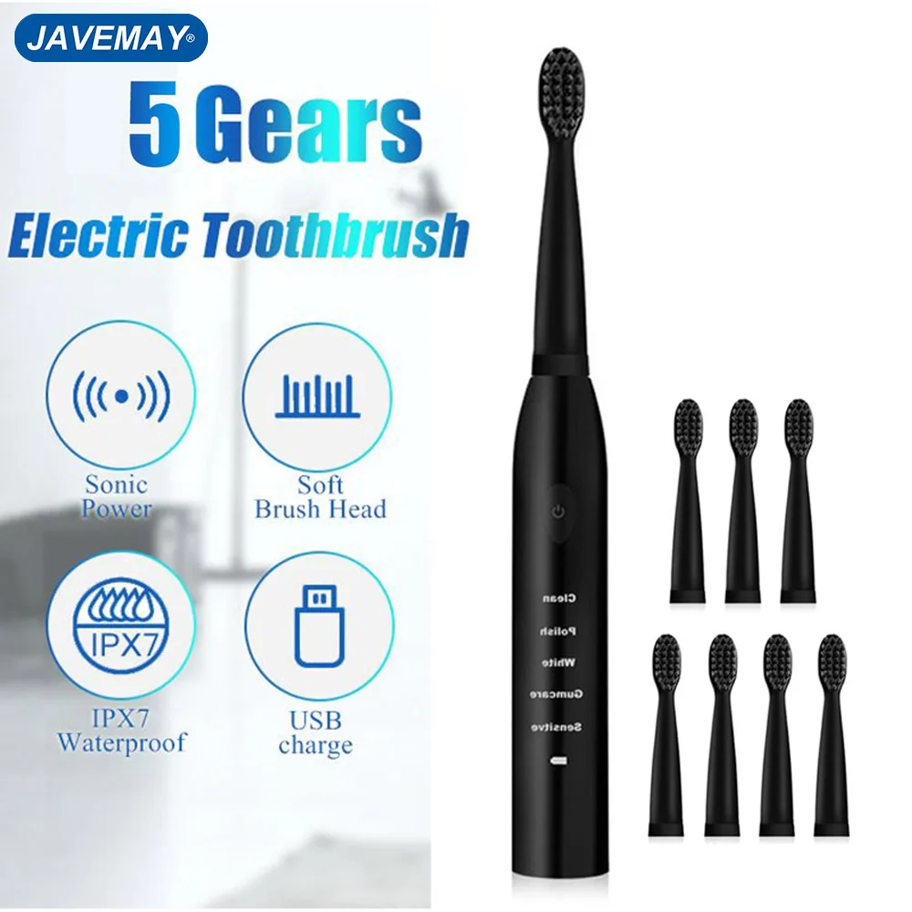 Washable Whitening Soft Teeth Brush Head Adult Timer Javemay J110