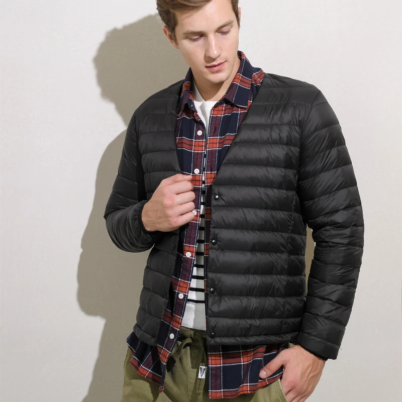 Men Winter 2022 New Light Down Jacket Men's V-neck Down Warm Inner Underpin Round Neck Thin Coat Down Vest for Men's Duck Down