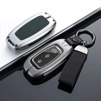 zinc alloy car remote key case cover shell fob for hyundai sonata tucson nx4 santa fe car key bags leather keychain