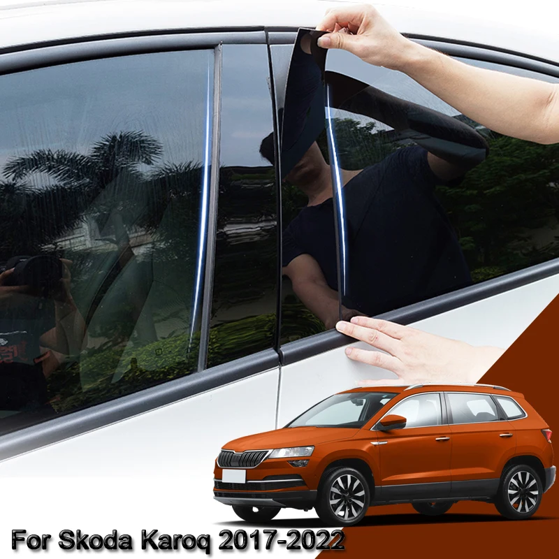 

Car Styling PVC Car Window Pillar Trim Sticker Middle BC Column Sticker External Auto Accessories Fit For Skoda Karoq 2017-2022