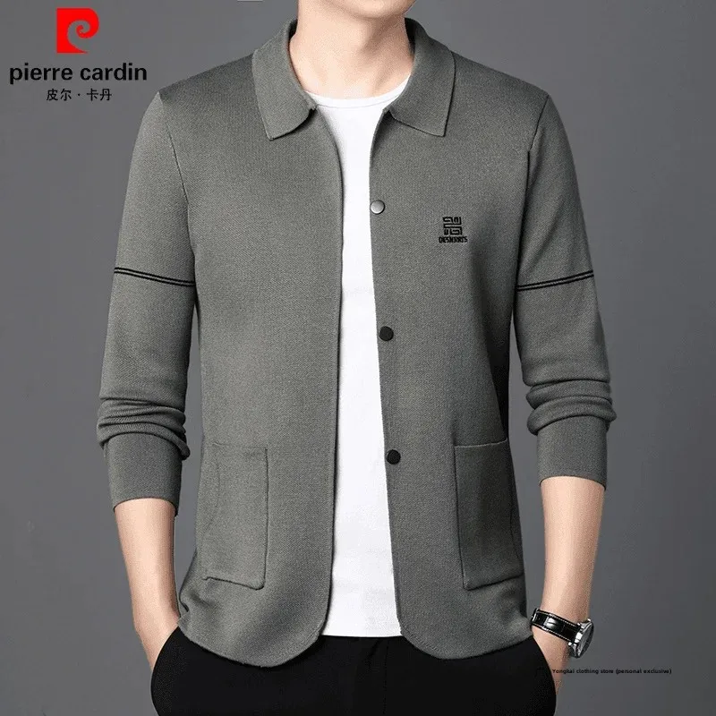 Peir Cardigan Knitted Jacket Men's Loose Casual Long Sleeve Thin Flip Collar Autumn Outerwear Pullovers Male Fashion Top