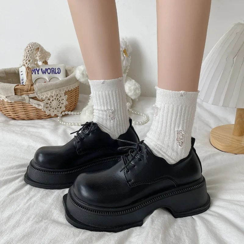 

Новинка весна-осень 2022 женские туфли Pmwrun в британском стиле с квадратным носком на толстой подошве в стиле ретро милые и крутые Туфли Мэри Д...