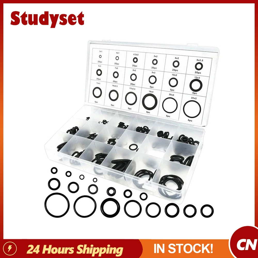 

Комплект резиновых уплотнительных колец, комплект уплотнительных колец из нитриловой резины, комплект уплотнительных колец с ящиком для хранения для сантехники, авторемонта, доступа к автомобилю, 225 шт.