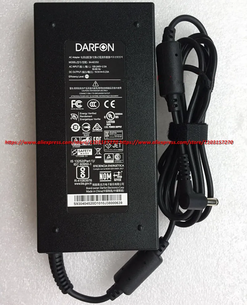 Фото Оригинальный адаптер переменного тока DARFON 19,5 В, 9,23 А, 180 Вт, BAA81950 ADP-180MB K для MSI GL63 GE75 GE63 GL73 GP63 GF65 8RE MS179E, блок питания №1
