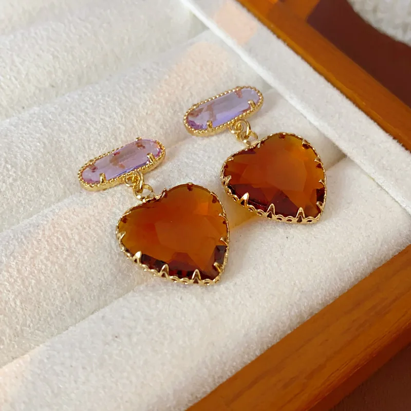 Женские винтажные серьги Draweye в форме сердца инкрустированные цирконом