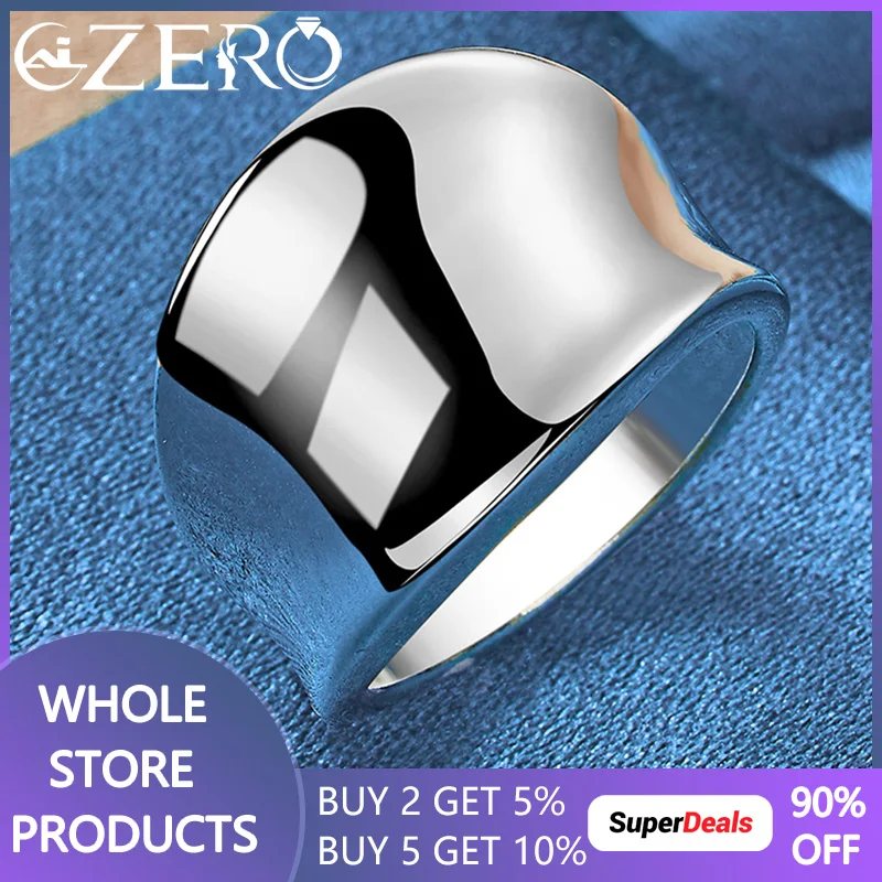 ALIZERO 925 Стерлинговое Серебро гладкое кольцо с большим пальцем для мужчин и женщин