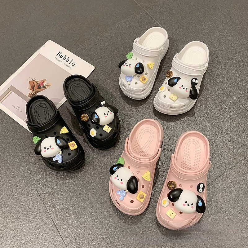 Women's shoes cartoon cute hole shoes women's summer new thick-soled muffin outerwear Baotou drag students beach shoes