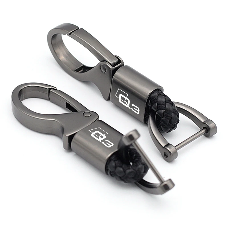 

Автомобильный брелок для Audi Q3 8U 2011-2022, металлический кожаный брелок с поворотом на 360 градусов, мужской брелок, подарок, автомобильные брелки...