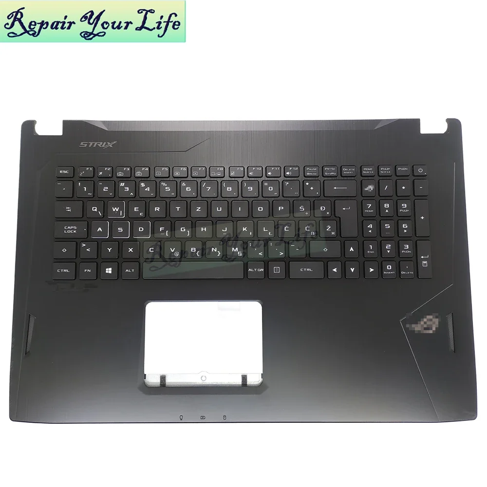 Фото Верхний чехол для клавиатуры с упором для рук для Asus ROG Strix GL702VI-1A, британский хорватский корейский RGB с подсветкой 13NB0G91AP0211 90NB0G91 №3