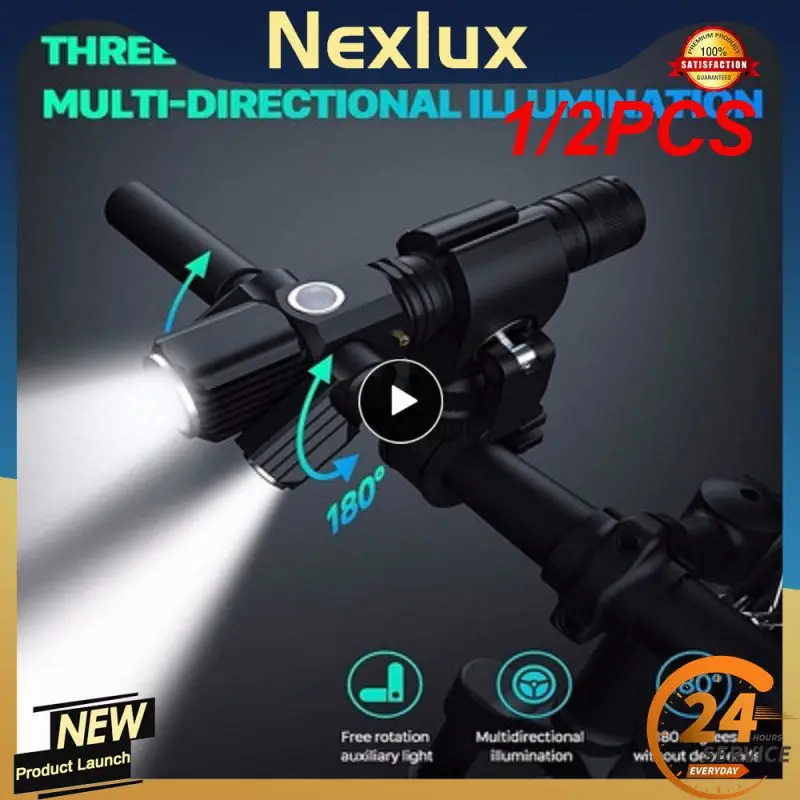 

1/2PCS Lumen Handheld USB Rechargeable Flashlight Led Waterproof Camping Torch Adjustable Zoom Tactical Flashlights For Bicycle