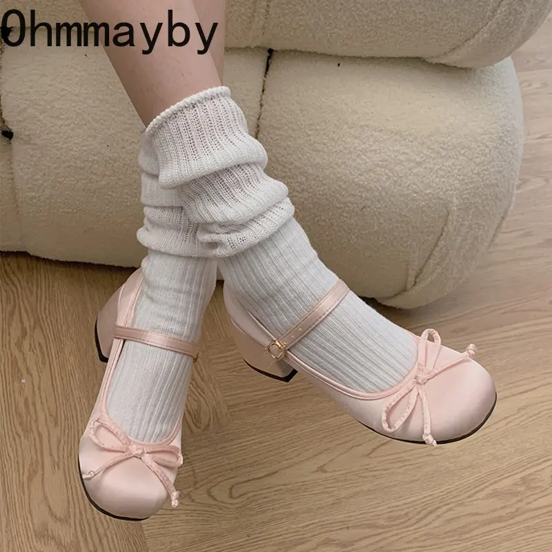 

2023 Spring Autumn Mary Jane Shoes Fashion Shallow Round Toe Mid Heel Shoes Ladies Elegant Outdoor Single Pumps Shoes