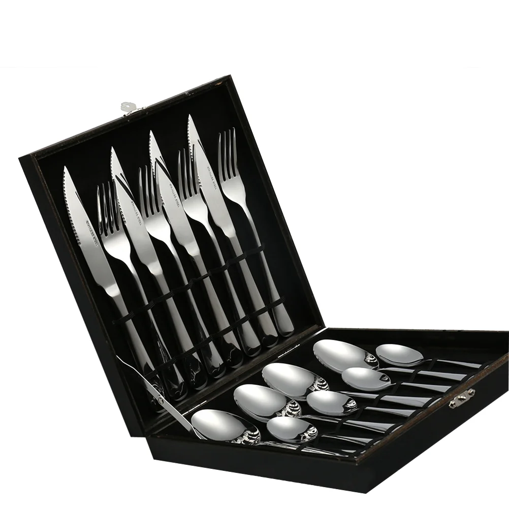 16 Pcs Silverware Set Stainless Steel Silverware Cutlery Steak Stainless Steel Serving Set Seafood Cutlery Set Travel