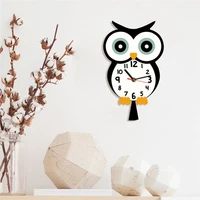 cartoon owl wall clock animal design printed wall clock digital needle silent clocks for wall hanging childrens room decor zegar