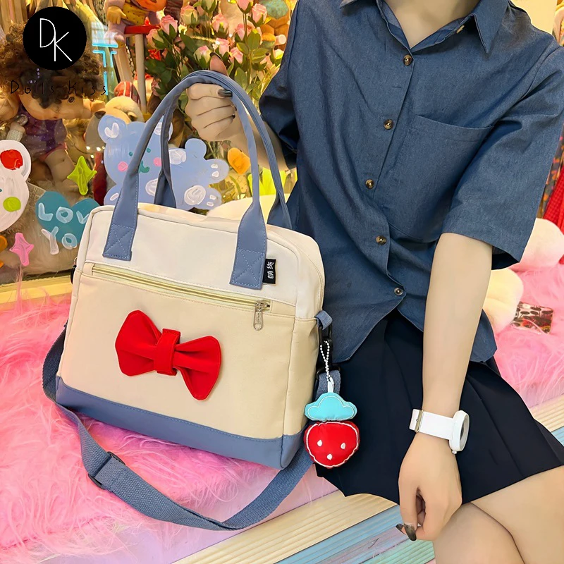 

Harajuku JK Bownot Girls Uniform Handbag and Purse Women School Totes Kawaii Shoulder Bag for Teenager Girls Cute Designer Bag