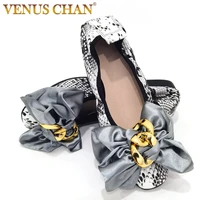 venus chan classic snake pattern big flower bow metal chain comfortable soft bottom womens flat shoes casual fashion loafers