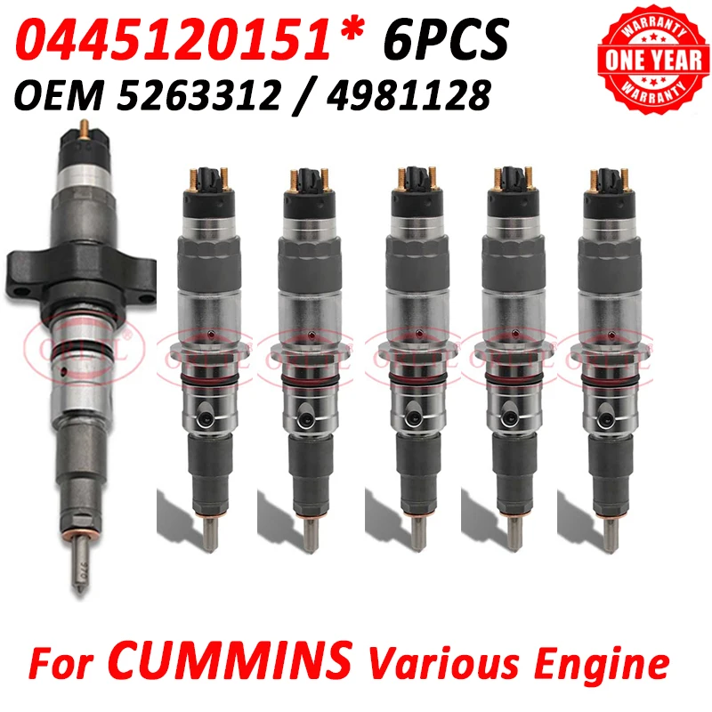 6 шт. 0445120151 5263312 4981128 Форсунка инжектора общей топливной магистрали 0 445 120 151 для