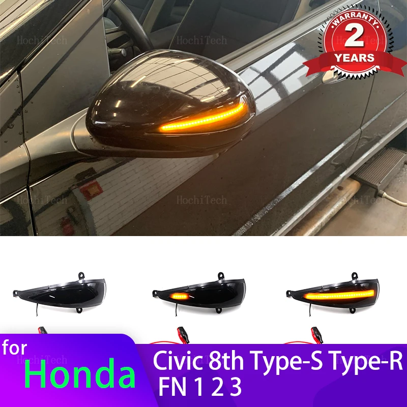 

2x Side Mirror Blinker Indicator Lamp LED Dynamic Turn Signal for Honda Civic MK8 8th Hatchback 3 or 5 door Type-S Type-R 05-12