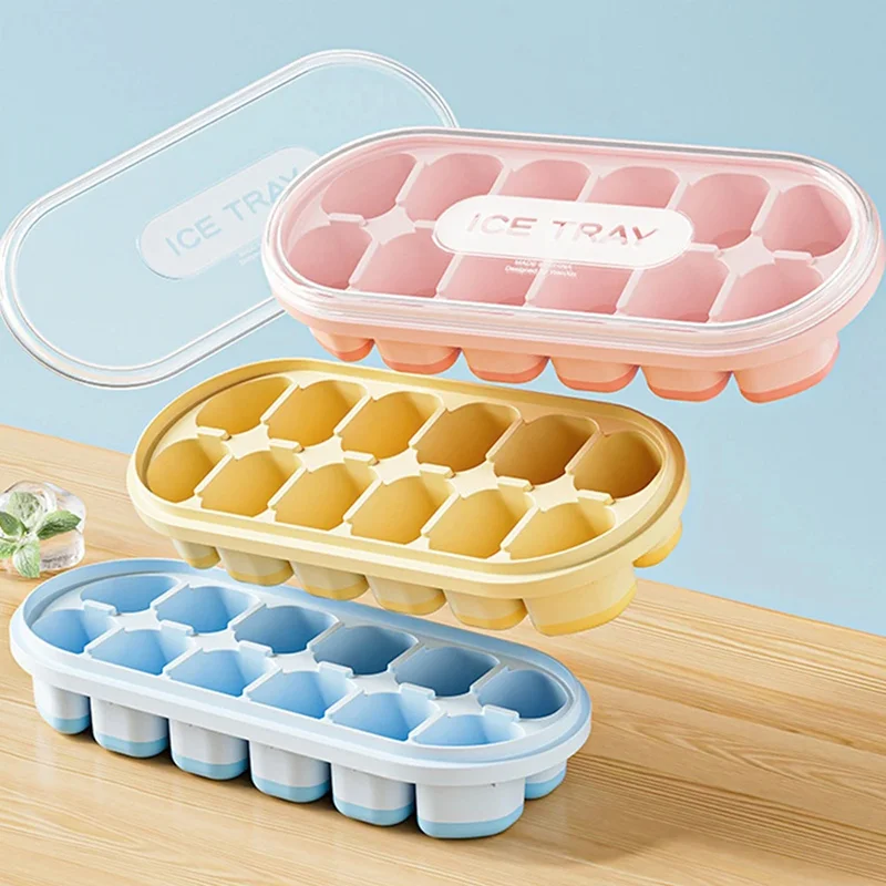 12 ячеек лотки для кубиков льда силиконовая форма со съемной крышкой сделай сам
