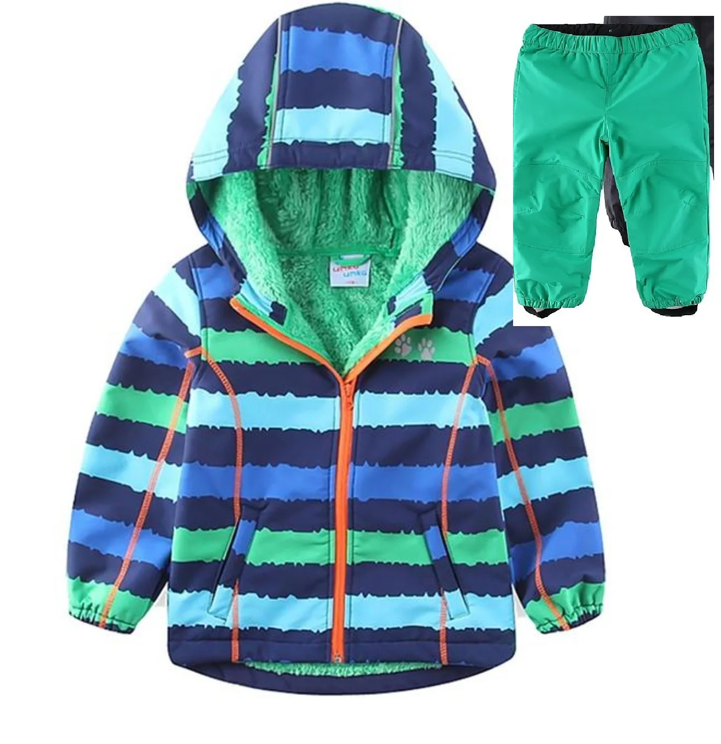 

Spring autum kids boys girl outwear softshell jacket and waterproof pants xold weather playsuit camping hiking 1-5 years old