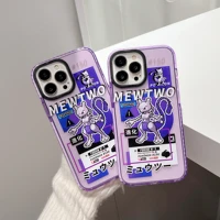 anime pokemon mewtwo clear soft phone cases for iphone 13 12 11 pro max xr xs max x 78plus anti drop tpu cover couple gifts