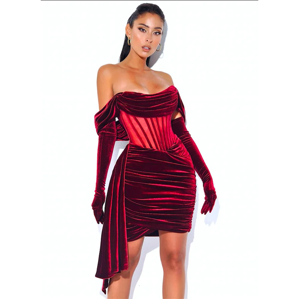 Women's Summer Clothes 2022 New Elegant Off Shoulder Dress Sexy Draped Club Party Evening Bodycon Dress