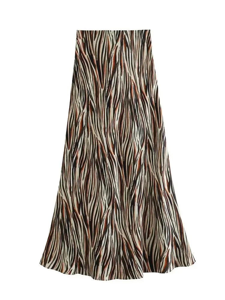 Юбка-миди Женская Длинная с высокой талией и принтом животных - купить по