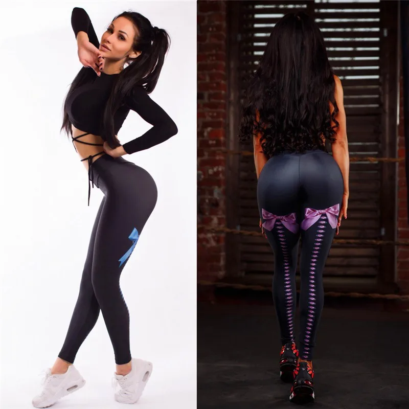 

Sexy Leggings Women Sexy Hip Push Up Yoga Pants Legging Jegging Fitness Leggings Sport Jeggings Running Legins Print Bowtie