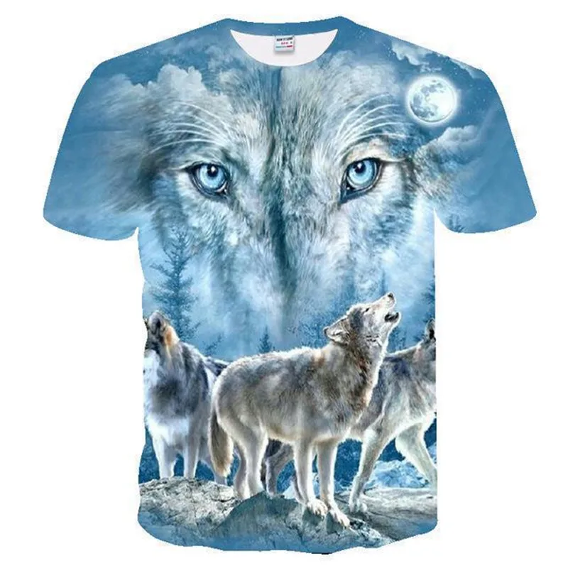 

Fashion 3D Wolf Printed Men's T-Shirts Short Sleeve Round-Neck 3D Animal Pattern Street Hip Hop Man Tops Harajuku Style Tees 6XL