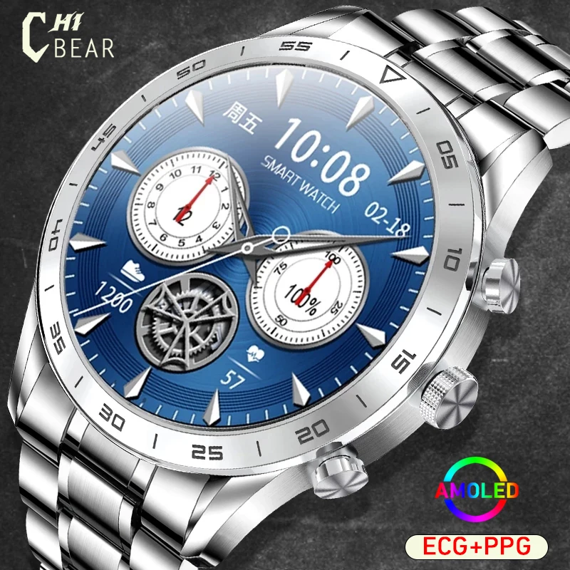 

ChiBear Bluetooth Call Smart Watch Men AMOLED ECG+PPG 1.39Inch 454*454 HD Screen Rotary Button Sports Waterproof Smartwatch Man