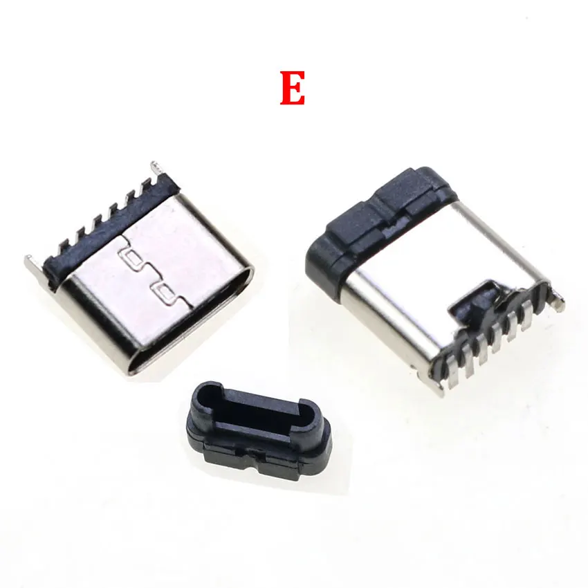 

10 шт., USB Type-C 6P 6-контактный вертикальный гнездовой разъем 180 градусов, 5 мм 6 мм 6,9 мм, прямой штекер, быстрая зарядка 3,1, высокоскоростной USB-разъем