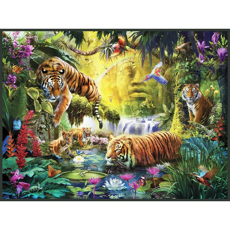 

Алмазная живопись 5D "сделай сам", тигр, лес, водопады, искусственная Бриллиантовая вышивка, мультяшный подарок