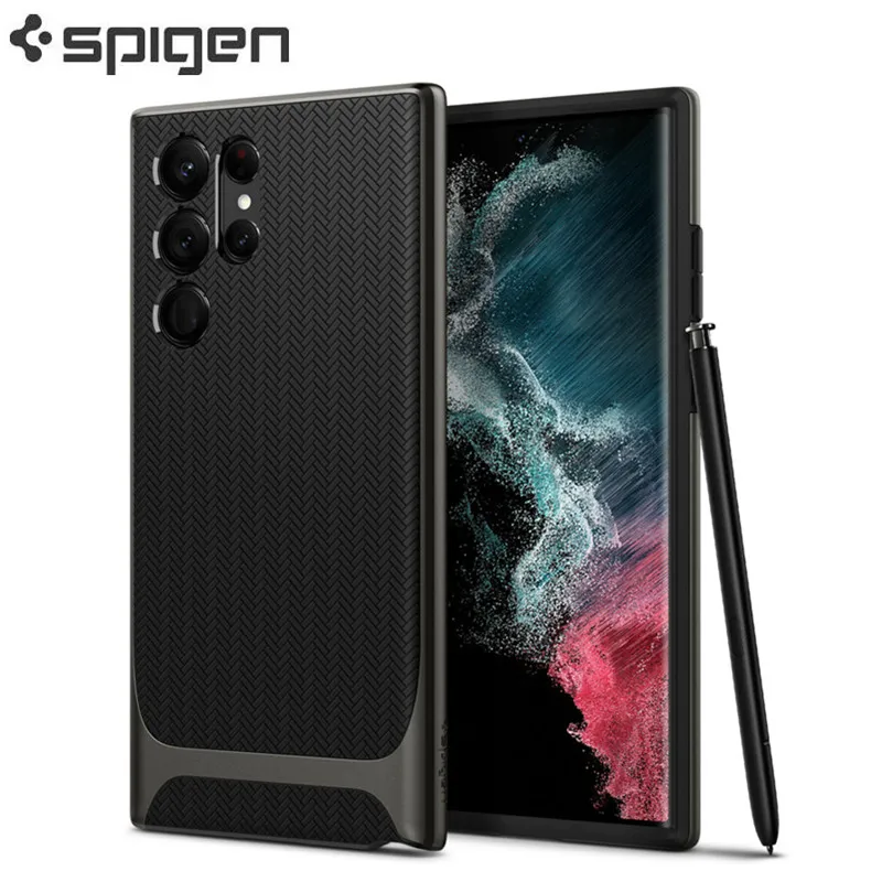 

Original Spigen Neo Hybrid Shockproof Slim Cover For Samsung Galaxy S22 Ultra Fashion Luxury Weave Case Protective Cover