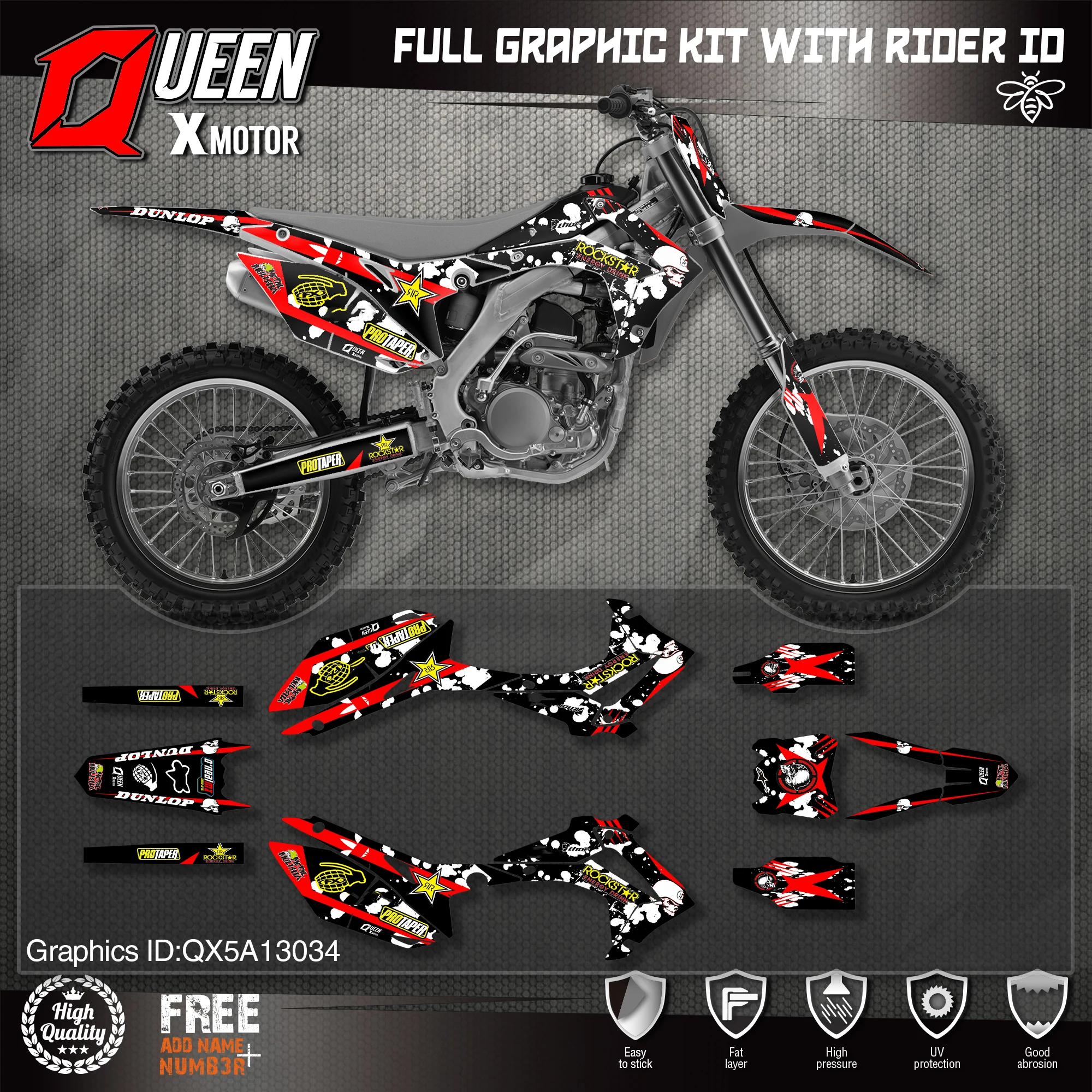 Набор наклеек QUEEN X MOTOR для HONDA 2014-2017 CRF250R 2013-2016 CRF450R 034 | Автомобили и мотоциклы